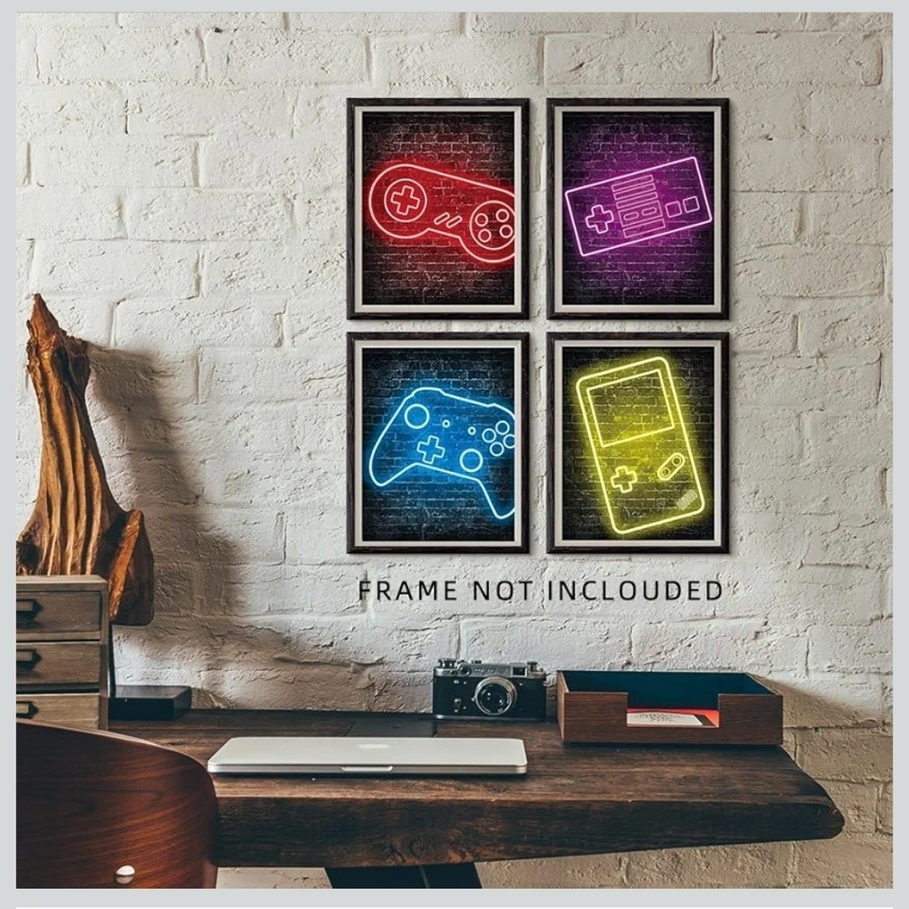Neon Gaming Controller Wall Art Set - Picture 4 of 5